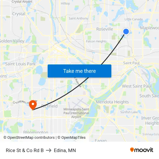 Rice St & Co Rd B to Edina, MN map