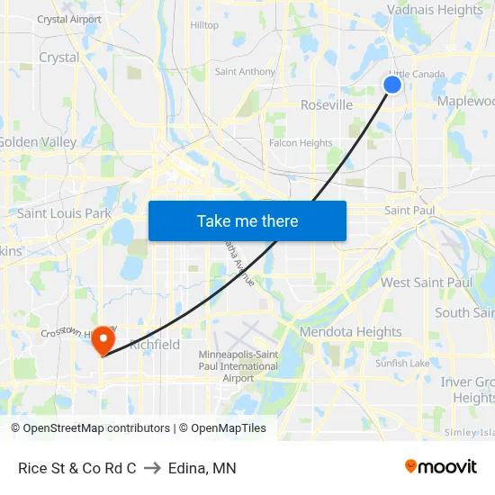 Rice St & Co Rd C to Edina, MN map