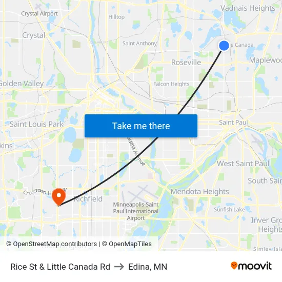 Rice St & Little Canada Rd to Edina, MN map