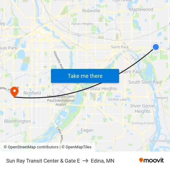 Sun Ray Transit Center & Gate E to Edina, MN map
