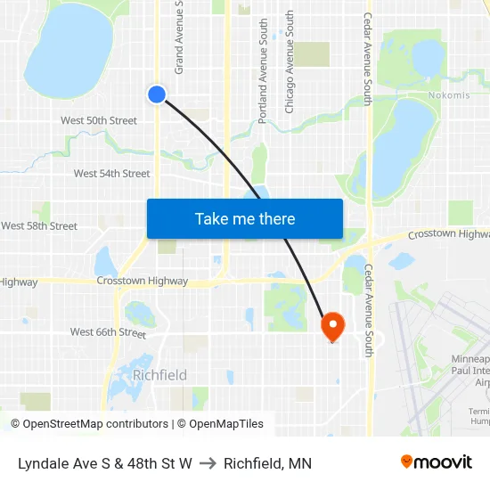 Lyndale Ave S & 48th St W to Richfield, MN map