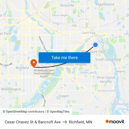 Cesar Chavez St & Bancroft Ave to Richfield, MN map