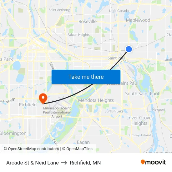 Arcade St & Neid Lane to Richfield, MN map