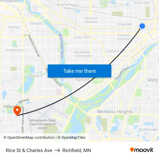 Rice St & Charles Ave to Richfield, MN map