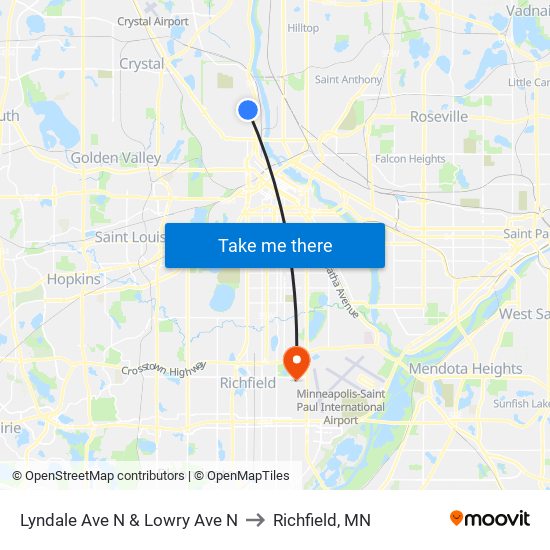 Lyndale Ave N & Lowry Ave N to Richfield, MN map