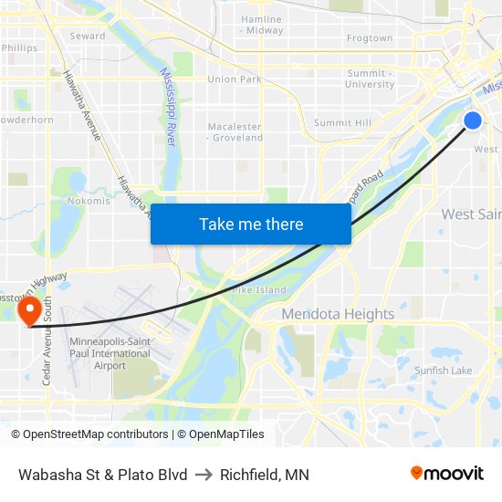 Wabasha St & Plato Blvd to Richfield, MN map