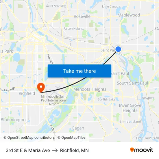 3rd St E & Maria Ave to Richfield, MN map