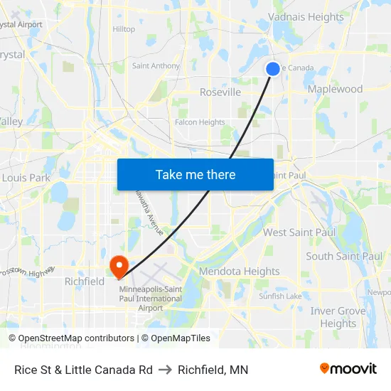 Rice St & Little Canada Rd to Richfield, MN map