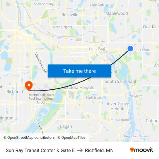 Sun Ray Transit Center & Gate E to Richfield, MN map