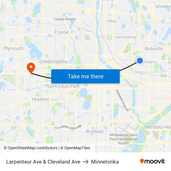 Larpenteur Ave & Cleveland Ave to Minnetonka map