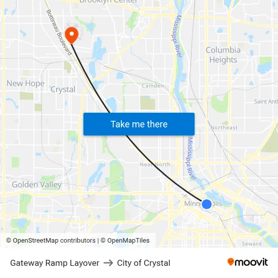 Gateway Ramp Layover to City of Crystal map