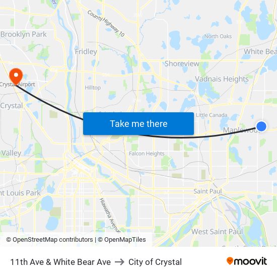 11th Ave & White Bear Ave to City of Crystal map