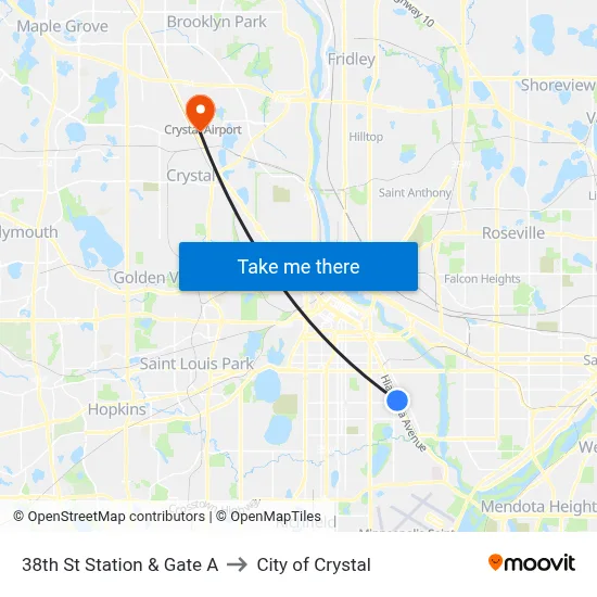 38th St Station & Gate A to City of Crystal map