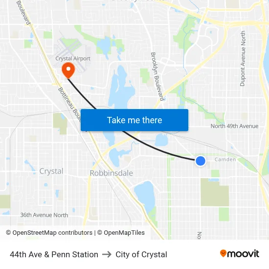 44th Ave & Penn Station to City of Crystal map