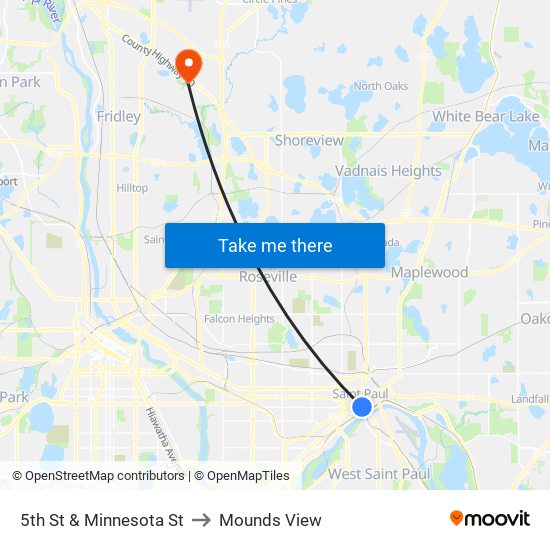 5th St & Minnesota St to Mounds View map