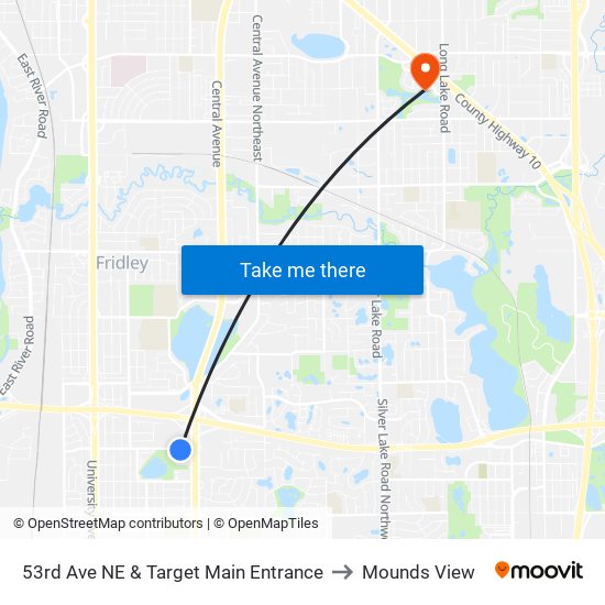 53rd Ave NE & Target Main Entrance to Mounds View map