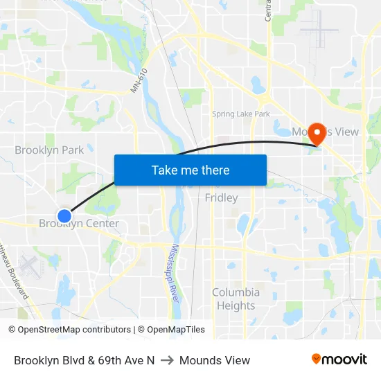 Brooklyn Blvd & 69th Ave N to Mounds View map