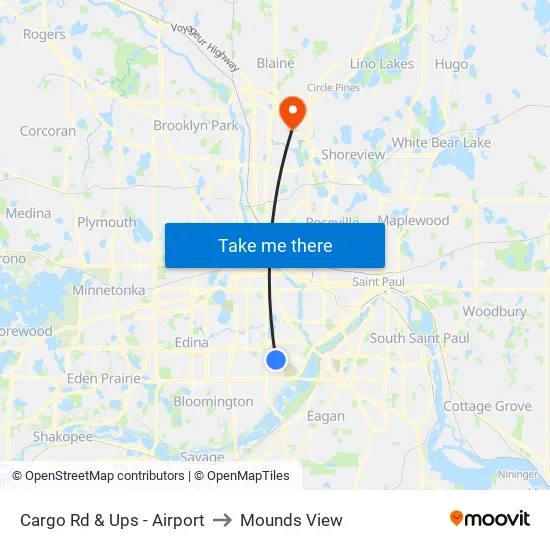 Cargo Rd & Ups - Airport to Mounds View map