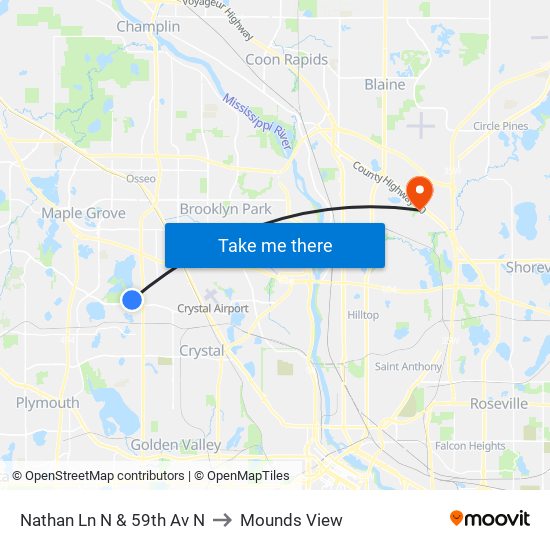 Nathan Ln N & 59th Av N to Mounds View map
