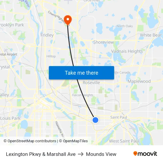 Lexington Pkwy & Marshall Ave to Mounds View map
