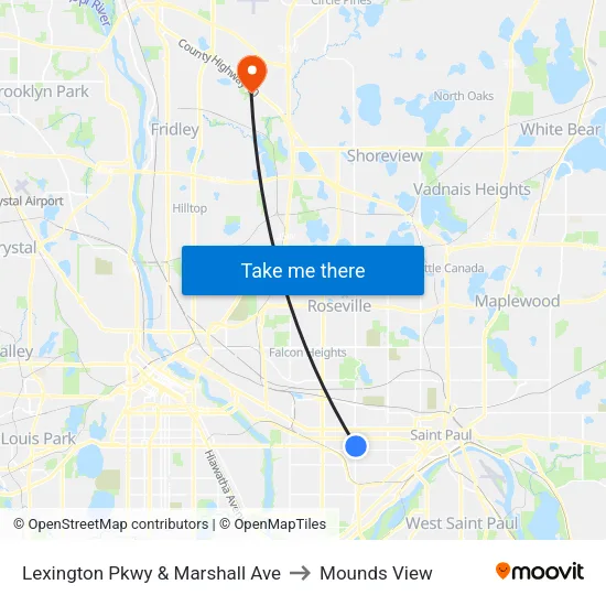 Lexington Pkwy & Marshall Ave to Mounds View map