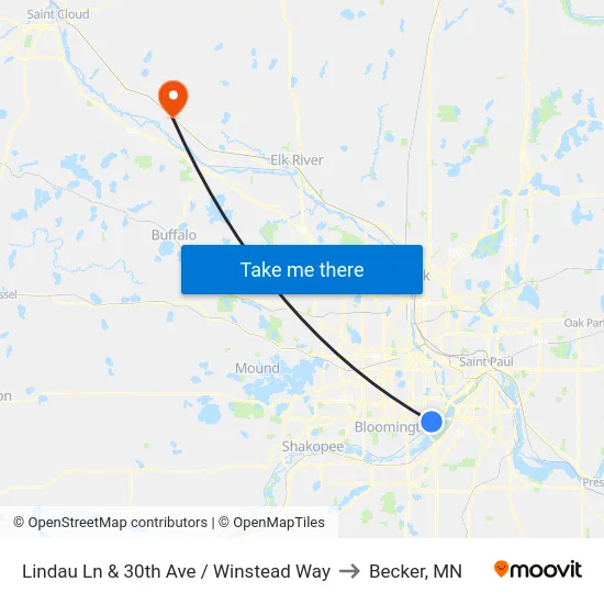 Lindau Ln & 30th Ave / Winstead Way to Becker, MN map