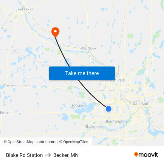 Blake Rd Station to Becker, MN map