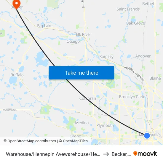 Warehouse/Hennepin Avewarehouse/Hennepin Avenue to Becker, MN map