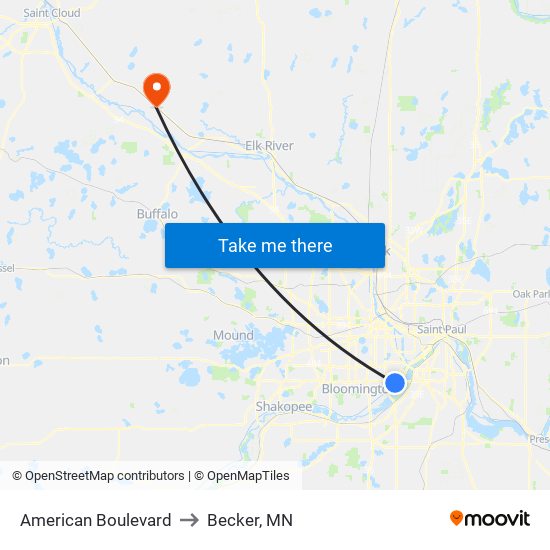 American Boulevard to Becker, MN map