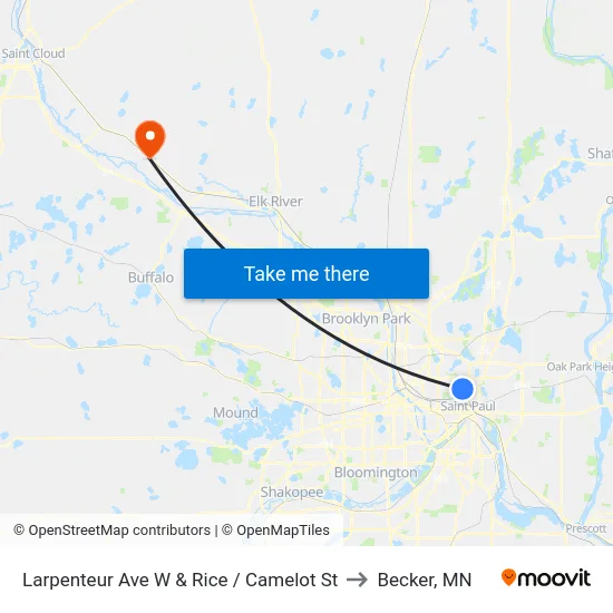 Larpenteur Ave W & Rice / Camelot St to Becker, MN map