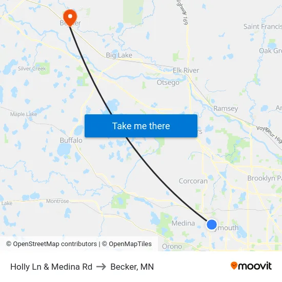 Holly Ln & Medina Rd to Becker, MN map