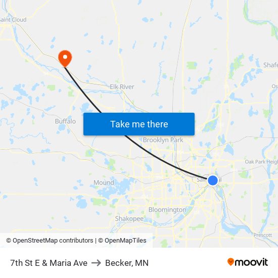 7th St E & Maria Ave to Becker, MN map