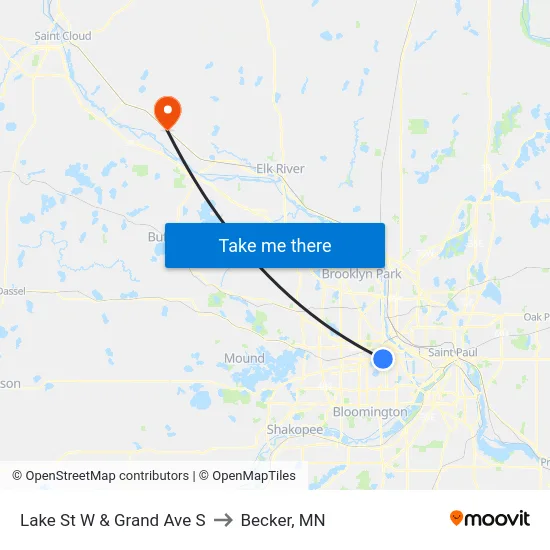 Lake St W & Grand Ave S to Becker, MN map