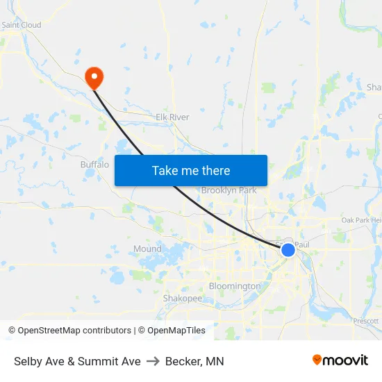 Selby Ave & Summit Ave to Becker, MN map