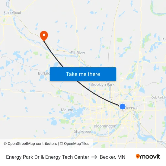 Energy Park Dr & Energy Tech Center to Becker, MN map