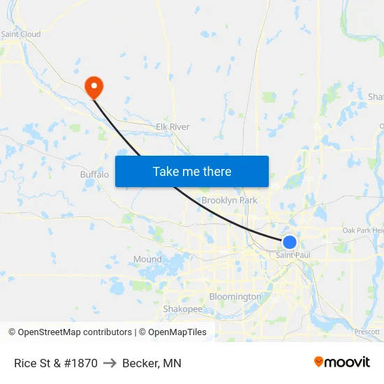 Rice St & #1870 to Becker, MN map