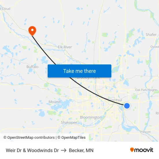 Weir Dr & Woodwinds Dr to Becker, MN map