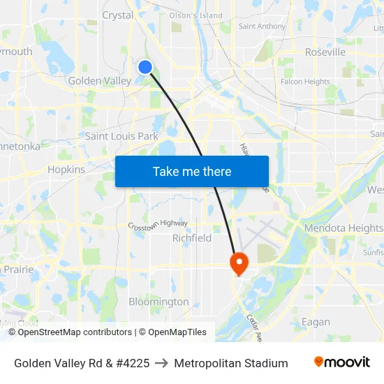Golden Valley Rd & #4225 to Metropolitan Stadium map