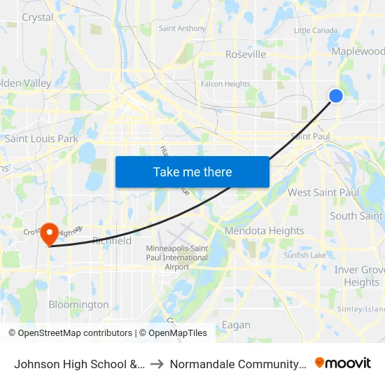 Johnson High School & Gate B to Normandale Community College map