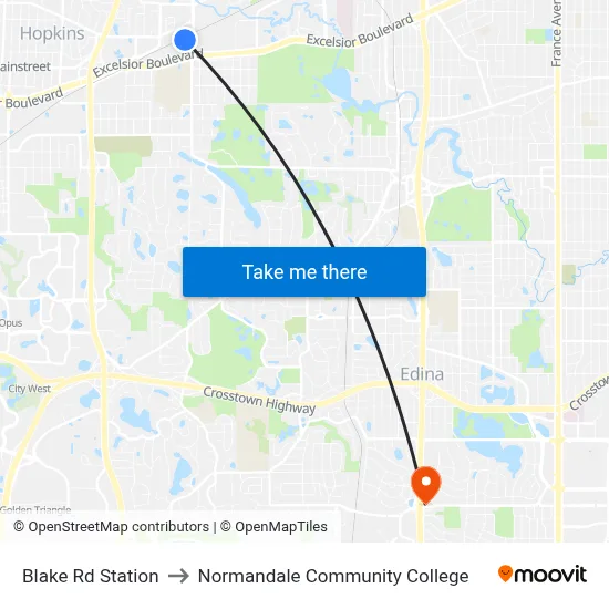 Blake Rd Station to Normandale Community College map