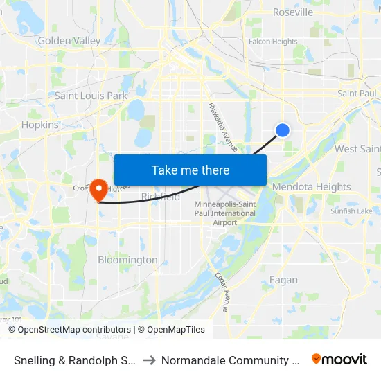 Snelling & Randolph Station to Normandale Community College map
