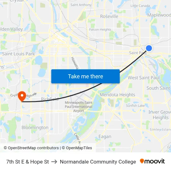 7th St E & Hope St to Normandale Community College map