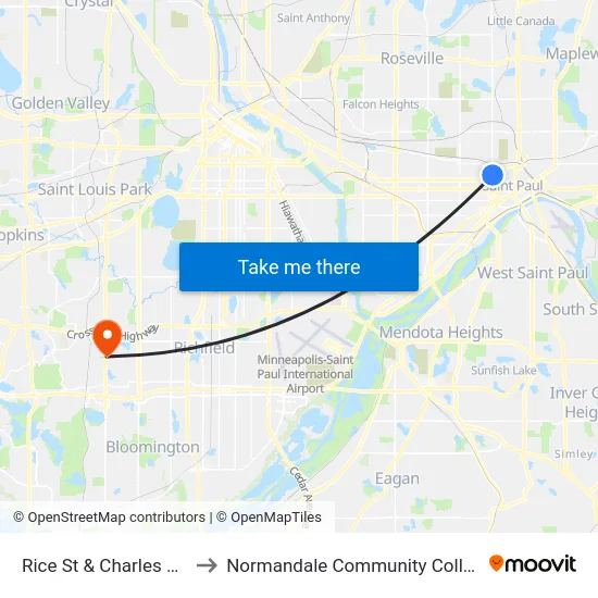 Rice St & Charles Ave to Normandale Community College map
