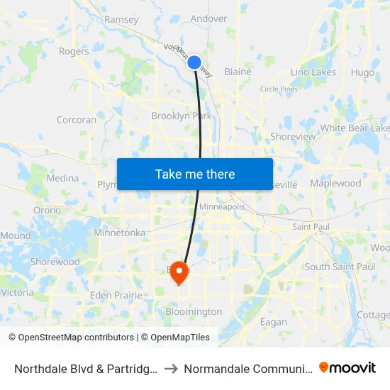Northdale Blvd & Partridge / Hanson to Normandale Community College map