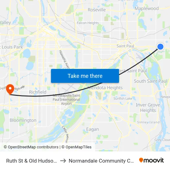 Ruth St & Old Hudson Rd to Normandale Community College map