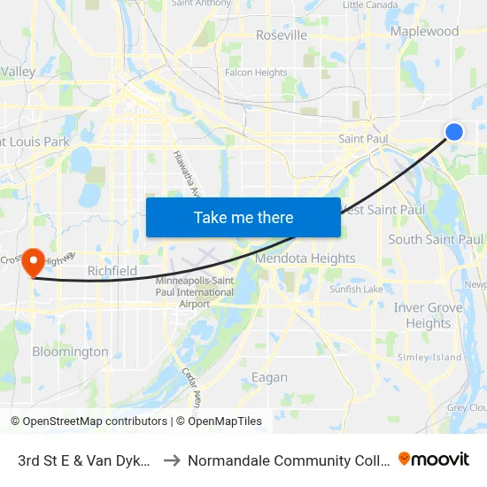 3rd St E & Van Dyke St to Normandale Community College map