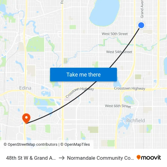 48th St W & Grand Ave S to Normandale Community College map