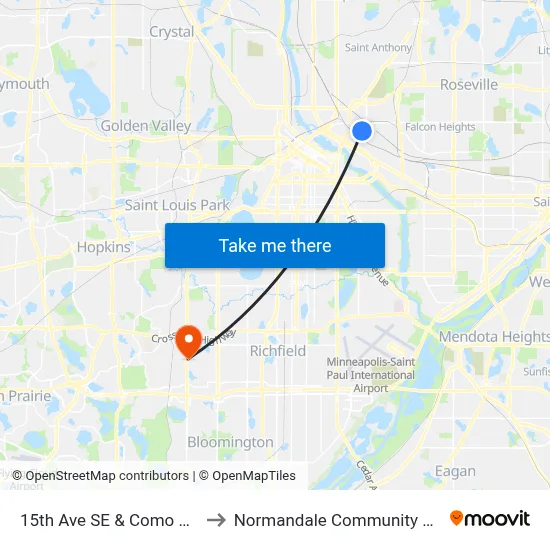 15th Ave SE & Como Ave SE to Normandale Community College map