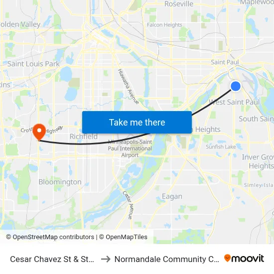 Cesar Chavez St & State St to Normandale Community College map