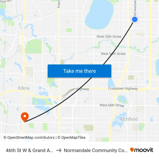 46th St W & Grand Ave S to Normandale Community College map